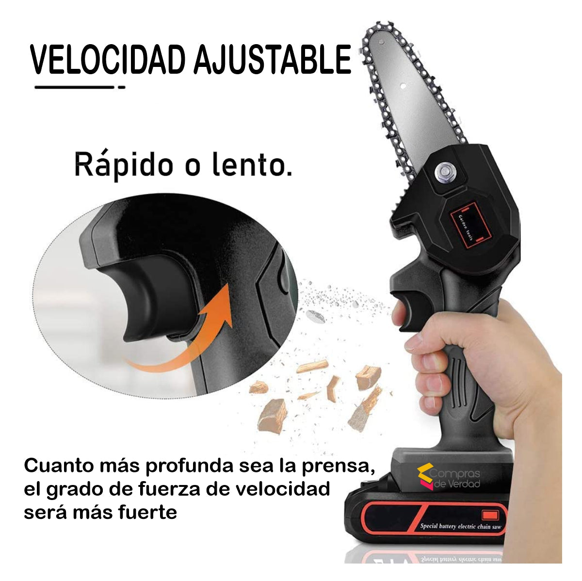 Motosierra Portátil Recargable MegaForce + Batería Extra [CORTA TODO]